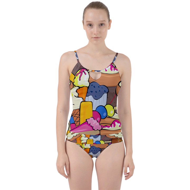 Sweet Dessert Food Muffin Cake Cut Out Top Tankini Set