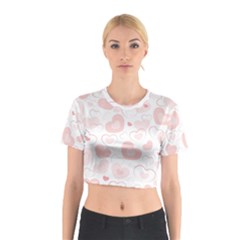 Pastel Pink Hearts Cotton Crop Top by retrotoomoderndesigns