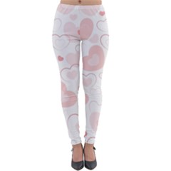 Pastel Pink Hearts Lightweight Velour Leggings by retrotoomoderndesigns