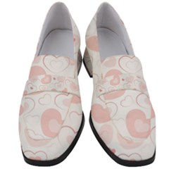 Pastel Pink Hearts Women s Chunky Heel Loafers