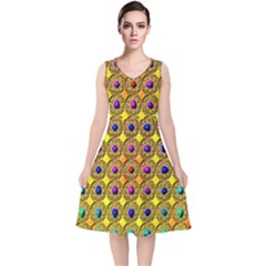 Background  Kaleidoscope V-Neck Midi Sleeveless Dress 