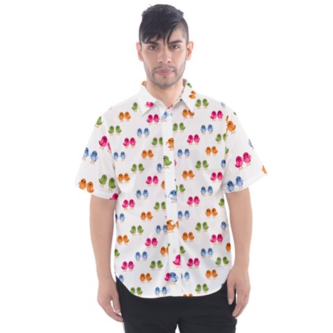 Tweet-hearts Pattern Men s Short Sleeve Shirt by WensdaiAmbrose