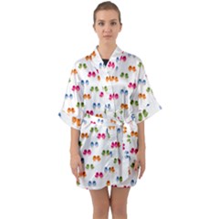 Tweet-hearts Pattern Quarter Sleeve Kimono Robe by WensdaiAmbrose