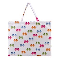 Tweet-hearts Pattern Zipper Large Tote Bag by WensdaiAmbrose