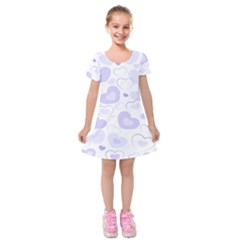 Pastel Purple Hearts Kids  Short Sleeve Velvet Dress by retrotoomoderndesigns