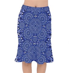 Farbenpracht Kaleidoscope Blue Mermaid Skirt by Pakrebo