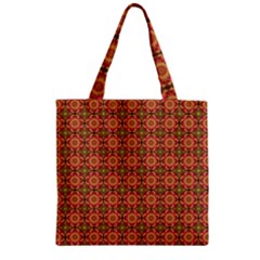 Tile Background Image Pattern Floral Zipper Grocery Tote Bag