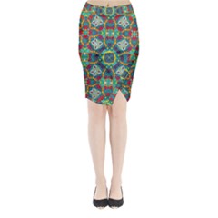 Farbenpracht Kaleidoscope Art Midi Wrap Pencil Skirt by Pakrebo