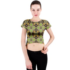 Background Image Decorative Crew Neck Crop Top by Pakrebo