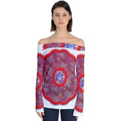 Tile Pattern Background Image Off Shoulder Long Sleeve Top