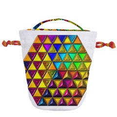 Cube Diced Tile Background Image Drawstring Bucket Bag by Pakrebo