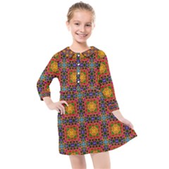 Tile Background Image Decorative Kids  Quarter Sleeve Shirt Dress by Pakrebo