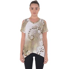 Flora Flowers Background Leaf Cut Out Side Drop Tee by Mariart