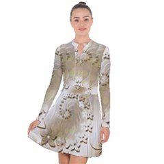 Flora Flowers Background Leaf Long Sleeve Panel Dress