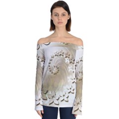 Flora Flowers Background Leaf Off Shoulder Long Sleeve Top