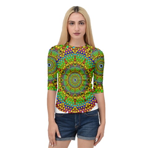 Tile Background Image Graphic Fractal Mandala Quarter Sleeve Raglan Tee by Pakrebo