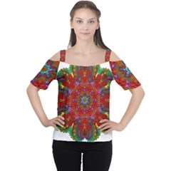 Mandala Fractal Graphic Design Cutout Shoulder Tee