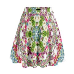 Floral Wreath Tile Background Image High Waist Skirt