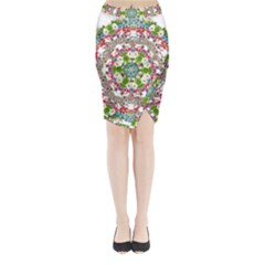 Floral Wreath Tile Background Image Midi Wrap Pencil Skirt