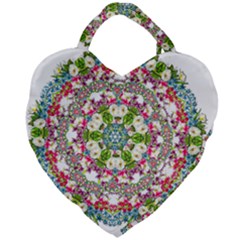 Floral Wreath Tile Background Image Giant Heart Shaped Tote