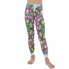 Floral Wreath Tile Background Image Kids  Lightweight Velour Leggings