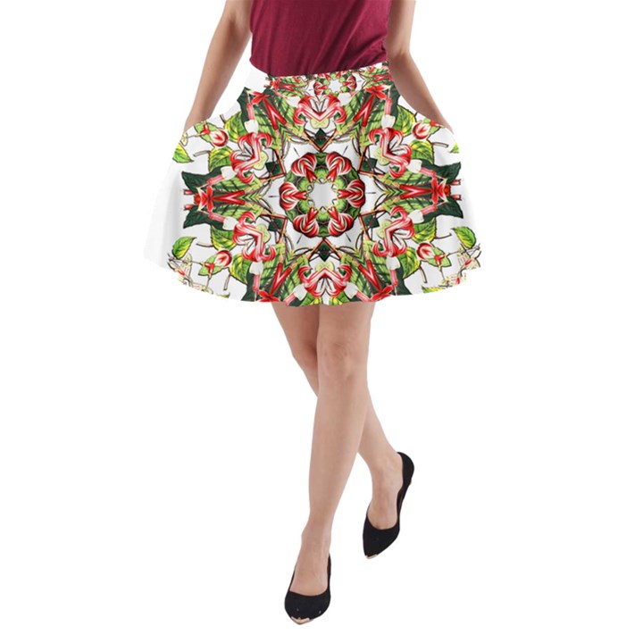 Tile Background Image Star Pattern A-Line Pocket Skirt