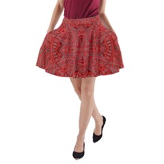 Tile Background Image Graphic 35 Red A-line Pocket Skirt