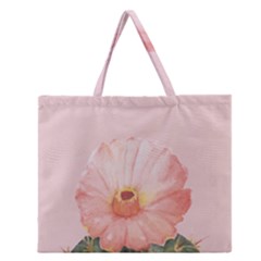 Cactus flower on pink ink Zipper Large Tote Bag