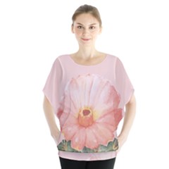 Cactus flower on pink ink Batwing Chiffon Blouse