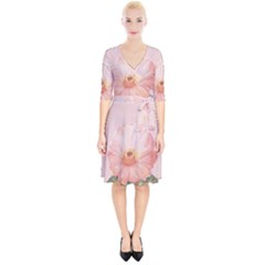 Cactus flower on pink ink Wrap Up Cocktail Dress