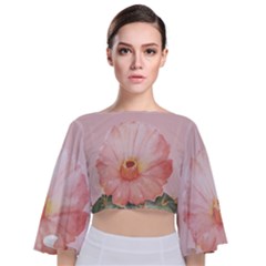 Cactus flower on pink ink Tie Back Butterfly Sleeve Chiffon Top