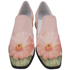 Cactus flower on pink ink Slip On Heel Loafers