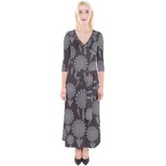 Zappwaits Quarter Sleeve Wrap Maxi Dress