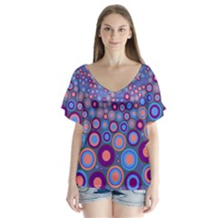 Zappwaits Spirit V-neck Flutter Sleeve Top