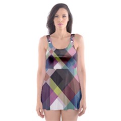 Geometric Sense Skater Dress Swimsuit by WensdaiAmbrose