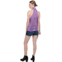 Purple Gingham Halter Asymmetric Satin Top View2