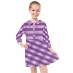 Purple Gingham Kids  Quarter Sleeve Shirt Dress