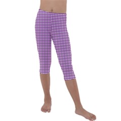 Purple Gingham Kids  Lightweight Velour Capri Leggings  by retrotoomoderndesigns