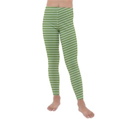 Green Gingham Kids  Lightweight Velour Leggings by retrotoomoderndesigns