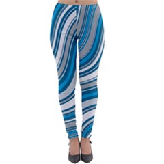 Blue Wave Surges On Lightweight Velour Leggings by WensdaiAmbrose