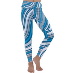 Blue Wave Surges On Kids  Lightweight Velour Classic Yoga Leggings by WensdaiAmbrose