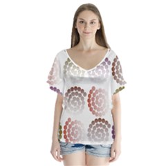 Zappwaits Artdesign V-neck Flutter Sleeve Top by zappwaits