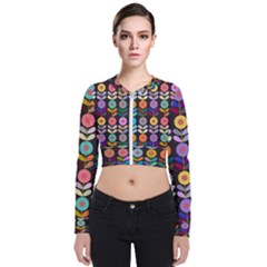 Zappwaits Flowers Long Sleeve Zip Up Bomber Jacket by zappwaits