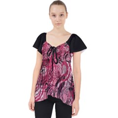 Crimson Swirl  Lace Front Dolly Top