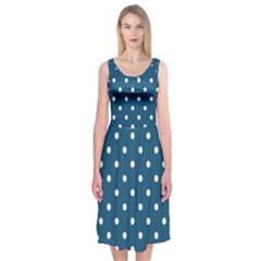 Turquoise Polka Dot Midi Sleeveless Dress by retrotoomoderndesigns