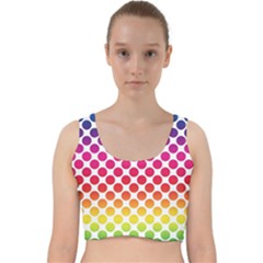 Rainbow Polka Dots Velvet Racer Back Crop Top by retrotoomoderndesigns