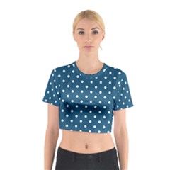 Turquoise Polka Dot Cotton Crop Top by retrotoomoderndesigns