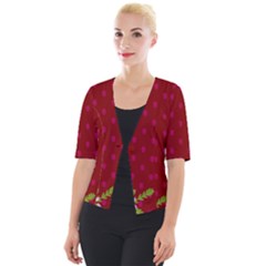 Vivid Burgundy & Heather Cropped Button Cardigan