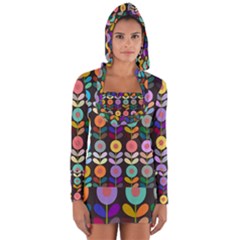 Zappwaits Flowers Long Sleeve Hooded T-shirt