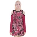 Crimson Swirl Velvet Long Sleeve Shoulder Cutout Dress View1